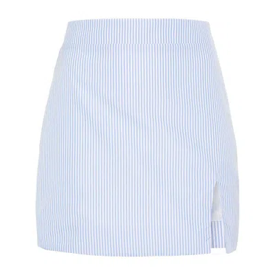Rowen Rose Striped Cotton Mini Skirt In White
