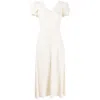 Saloni Button-up Mid-length Dress In Neutrals