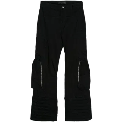 Who Decides War Black Raised Window Cargo Trousers