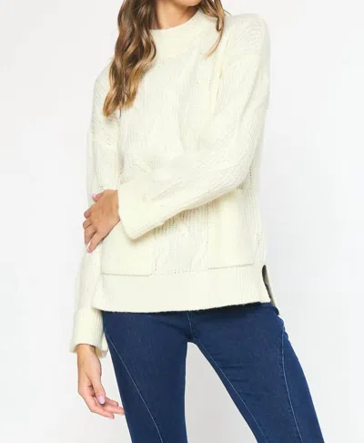 Entro Cable Knit Sweater In Cream In Beige