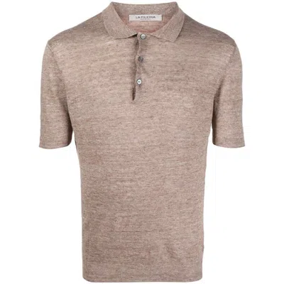 Fileria Short-sleeved Linen Polo Shirt In Brown