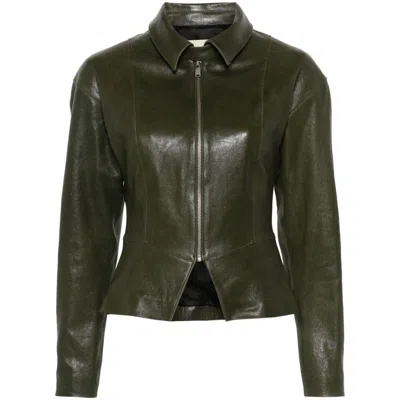 Paloma Wool Leather Outerwears In Green