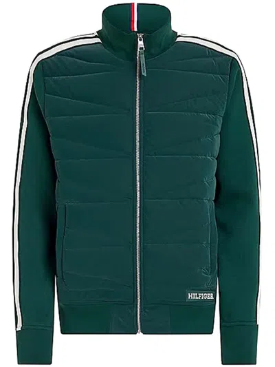 Tommy Hilfiger Monotype Mix Media Jacket Clothing In Green