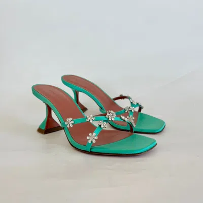 Pre-owned Amina Muaddi Green Lily Heeled Sandals, 37.5