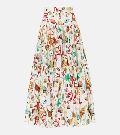 Dolce & Gabbana Capri Printed High-rise Cotton Maxi Skirt In Multicoloured
