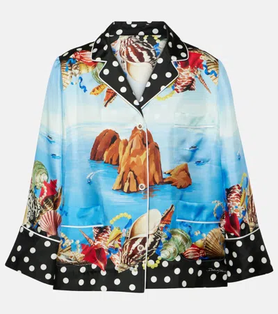 Dolce & Gabbana Capri Printed Silk Satin Shirt In Multicoloured