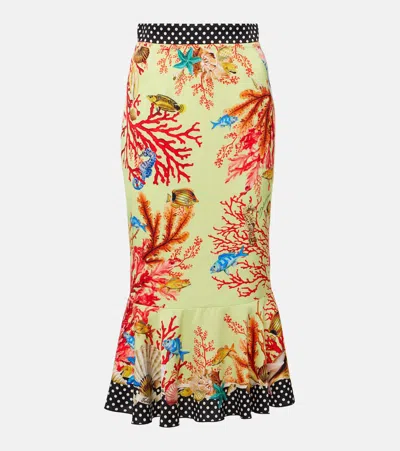Dolce & Gabbana Capri Printed Silk-blend Midi Skirt In Multi