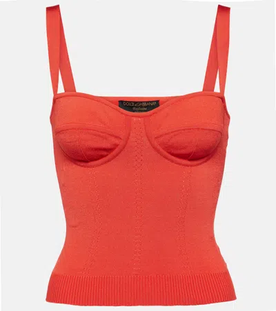 Dolce & Gabbana Knitted Bustier In Red