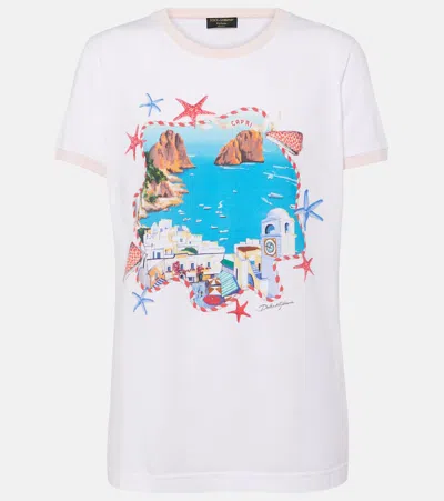 Dolce & Gabbana Capri Printed Cotton Jersey T-shirt In White