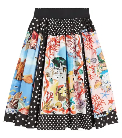Dolce & Gabbana Kids' Capri Printed Cotton Poplin Skirt In Multicoloured