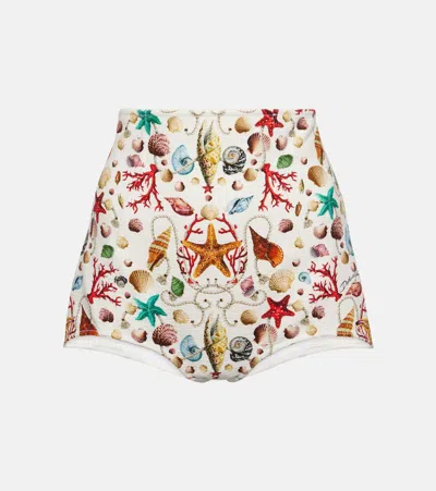 Dolce & Gabbana Capri Printed High-rise Shorts In White