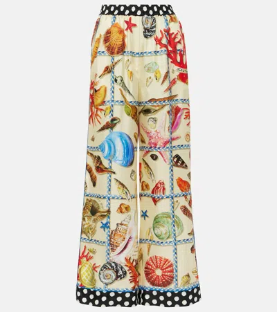 Dolce & Gabbana Capri Printed Silk Satin Palazzo Pants In Multicoloured