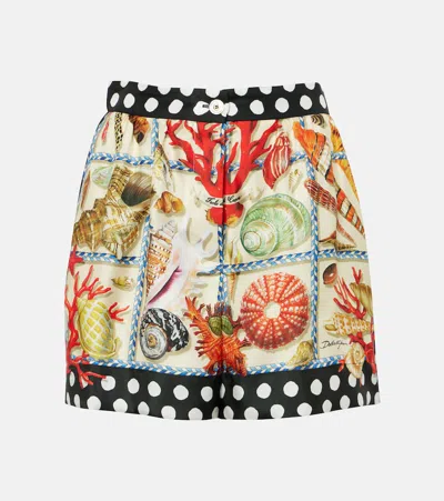 Dolce & Gabbana Capri Printed Silk Satin Shorts In Multi