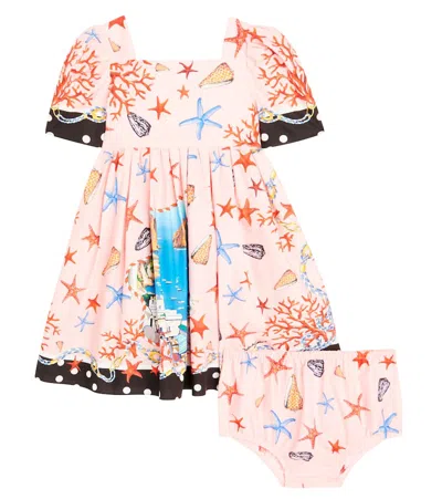 Dolce & Gabbana Baby Capri Printed Cotton Dress And Bloomers Set In Multicoloured