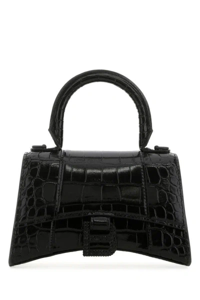 Balenciaga Woman Black Leather Xs Hourglass Handbag