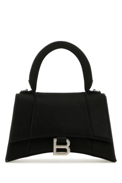 Balenciaga Woman Black Satin Small Hourglass Handbag