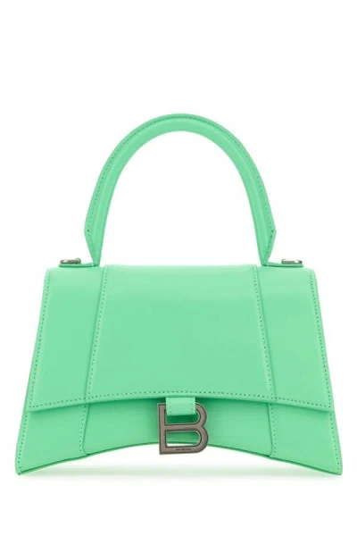 Balenciaga Woman Mint Green Leather Small Hourglass Handbag