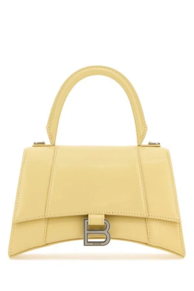 Balenciaga Woman Pastel Yellow Leather Small Hourglass Handbag