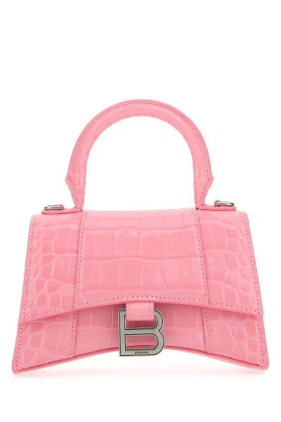 Balenciaga Woman Pink Leather Xs Hourglass Handbag