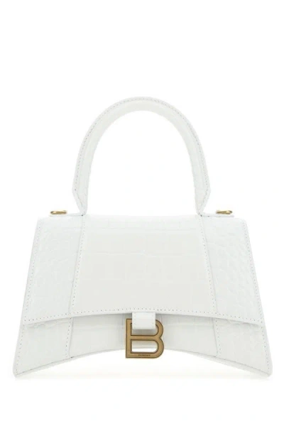 Balenciaga Woman White Leather Xs Hourglass Handbag
