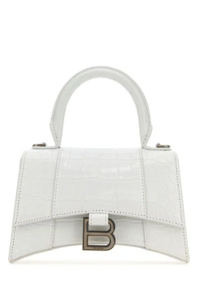 Balenciaga Woman White Leather Xs Hourglass Handbag