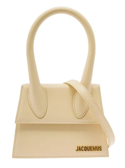 Jacquemus 'le Chiquito Moyen' Cream White Handbag In Leather Woman In Beige