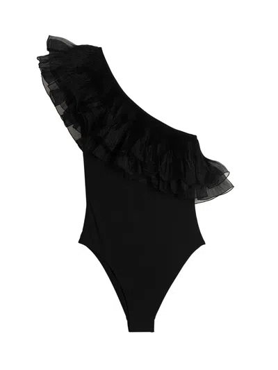 Giambattista Valli Ruches One-piece Swimsuit In Black