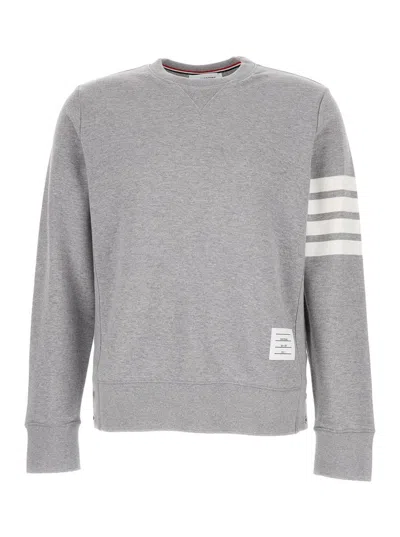 Thom Browne Grey Melange Sweatshirt With 4 Bar Tab In Cotton Man