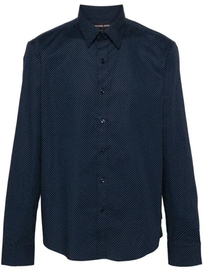Michael Kors Ls Pin Dot Cotton Str Clothing In Blue