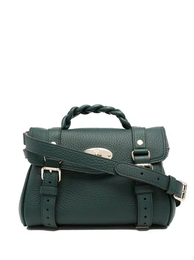 Mulberry Mini Alexa Green Leather Crossbody Bag