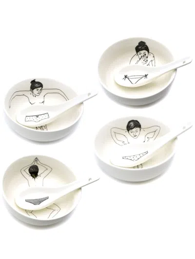 Polspotten Undressed Bowls Set Of Four In White