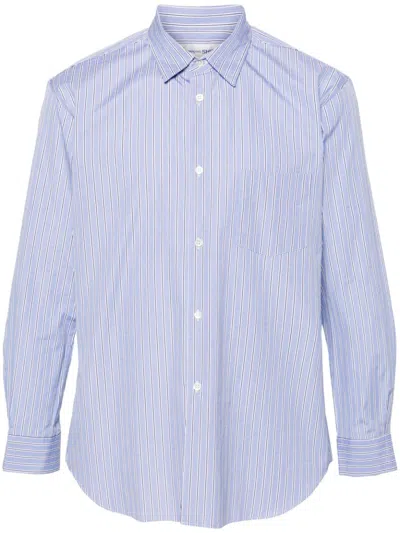 Comme Des Garçons Shirt Striped Cotton Shirt In Blau