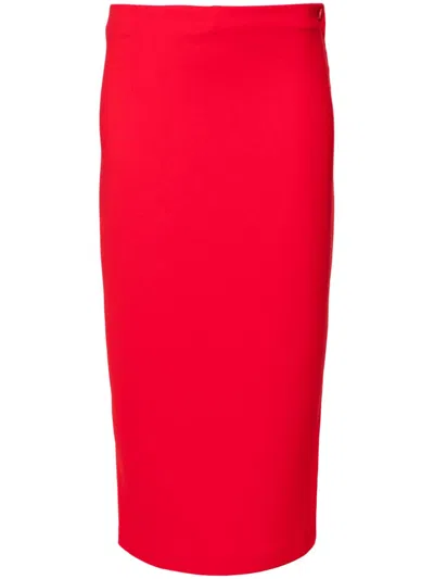 Andreädamo Mid-rise Cady Midi Skirt In Rot