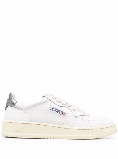 Autry White And Silver Leather Sneakers  Woman