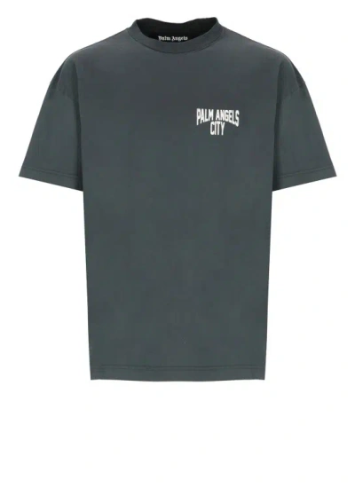 Palm Angels Grey T-shirt With Logo
