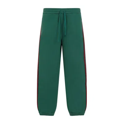 Gucci Cotton Jersey Track Pant With Web In Green