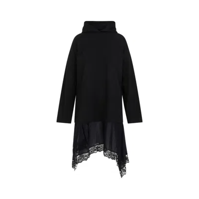 Balenciaga Hooded Hybrid Dress In Black