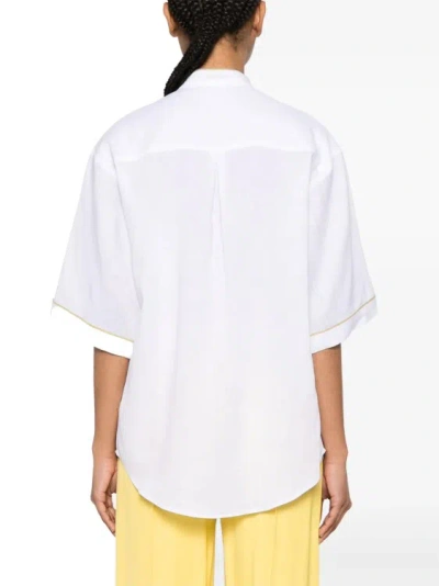 Fabiana Filippi Beaded-trim Chambray Shirt In White
