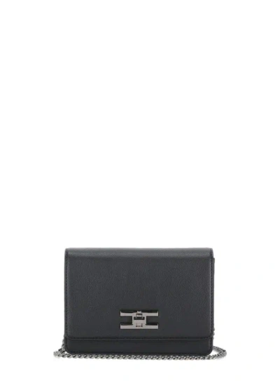 Elisabetta Franchi Shoulder Bag With Gold Swivel Logo In Black