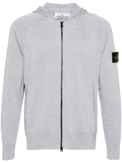 Stone Island Mélange-effect Cotton Hoodie In Grey