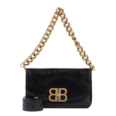 Balenciaga Bb Soft Medium Flap Shoulder Bag In Black