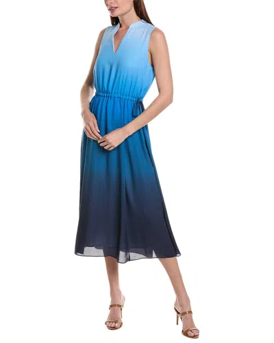 Anne Klein Plus Size Jenna Ombre Sleeveless Midi Dress In Distant Multi,shore Blue Multi