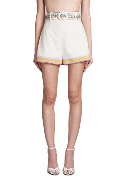 Zimmermann August Embroidered Shorts In Multicolor