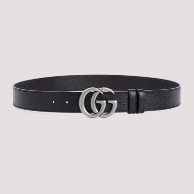 Gucci Black Grained Leather Belt