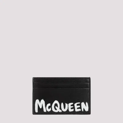 Alexander Mcqueen Black White Leather Credit Card Case
