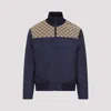 Gucci Monogram-panel Funnel-neck Shell Jacket In Blue