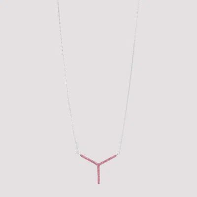 Y/project Silver & Pink Mini Y Necklace In Pink & Purple