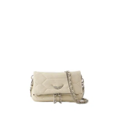 Zadig & Voltaire Rock Nano Xl Quilted Clutch Bag In White