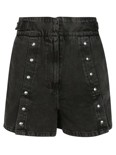 Iro Studded Denim Shorts In Grey