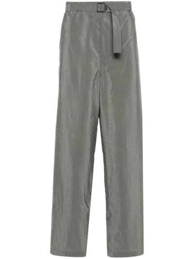 Lemaire Silk Tapered Trousers In Grey